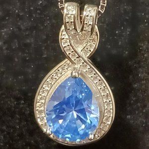 Platinum Plated Sterling Silver Infinity Birthstone Necklace